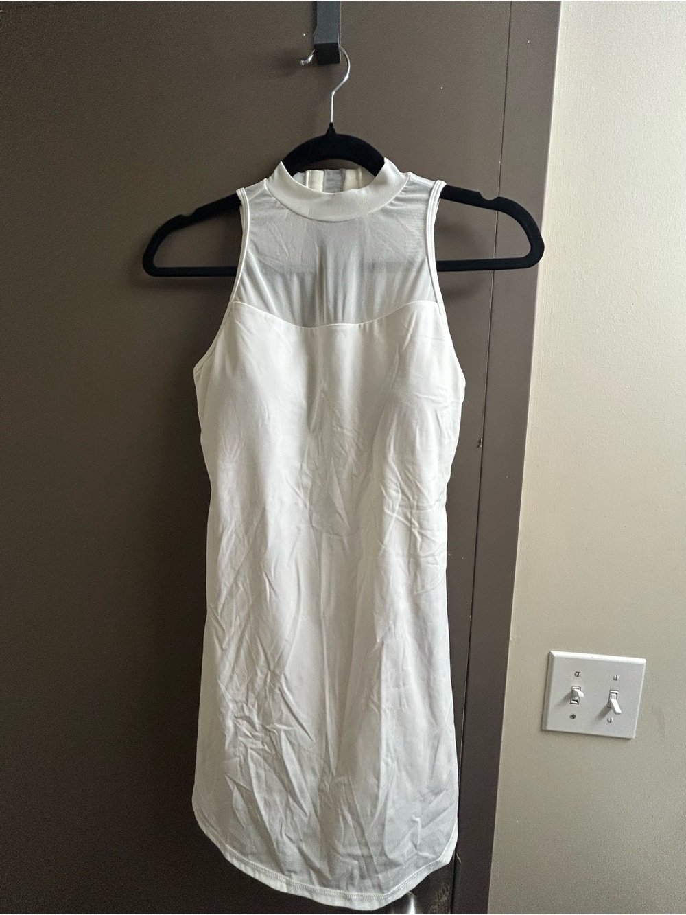 HALARA White High Neck Mesh Athletic Dress